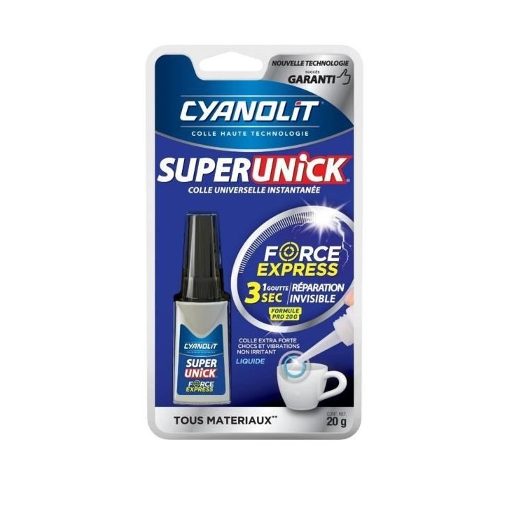 Colle réparatrice - CYANOLIT - Super unick instant pro - 20 g - Haute résistance - Fixation rapide Colle réparatrice - CYANOLIT - Super unick instant pro - 20 g - Haute résistance - Fixation rapide