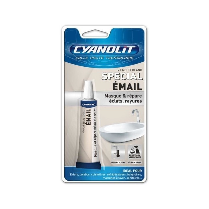 Enduit spécial email - CYANOLIT - 15 ml - Réparation et finition de surfaces émaillées Enduit spécial email - CYANOLIT - 15 ml - Réparation et finition de surfaces émaillées