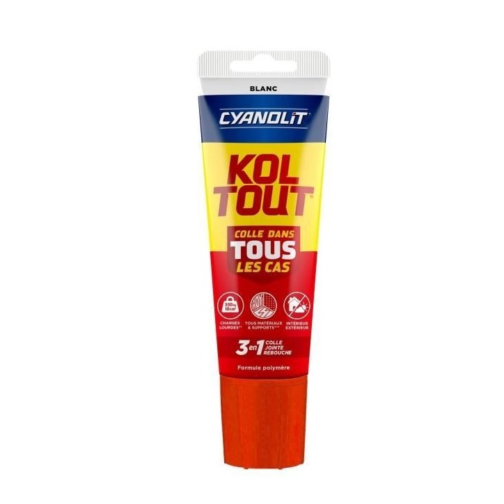 Colle de fixation et d'étanchéité - CYANOLIT - Blanc - Tube 125 ml - Polyvalente - Haute résistance et flexible Colle de fixation et d'étanchéité - CYANOLIT - Blanc - Tube 125 ml - Polyvalente - Haute résistance et flexible