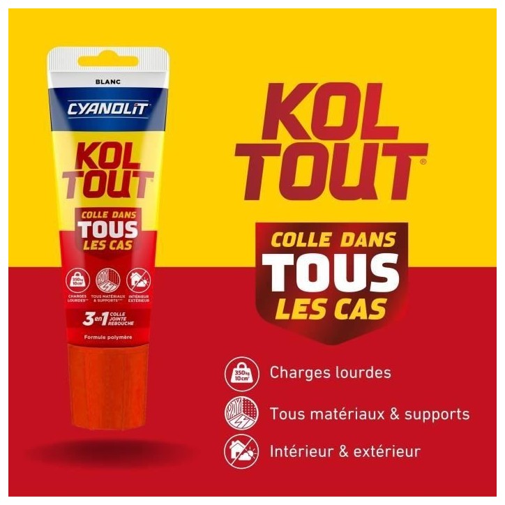 Colle de fixation et d'étanchéité - CYANOLIT - Blanc - Tube 125 ml - Polyvalente - Haute résistance et flexible Colle de fixation et d'étanchéité - CYANOLIT - Blanc - Tube 125 ml - Polyvalente - Haute résistance et flexible