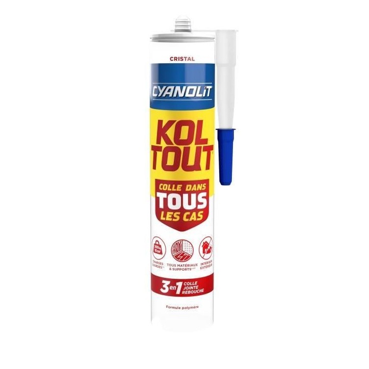 Colle de fixation et d'étanchéité - CYANOLIT - Cristal - Cartouche 290 ml - Transparent - Polyvalente, résistante et flexibl Colle de fixation et d'étanchéité - CYANOLIT - Cristal - Cartouche 290 ml - Transparent - Polyvalente, résistante et flexibl