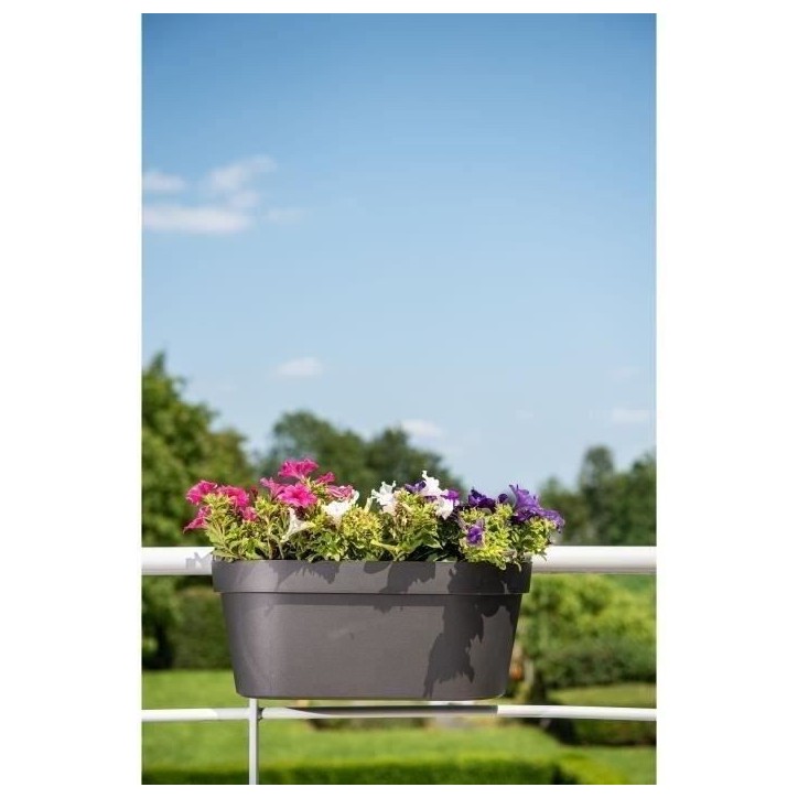 Jardiniere+crochet - GARDEN ID Star - Noir-Anth 50 x 21 cm - Fixation facile - Réserve d'eau - recyclé et 100% recyclable Jardiniere+crochet - GARDEN ID Star - Noir-Anth 50 x 21 cm - Fixation facile - Réserve d'eau - recyclé et 100% recyclable