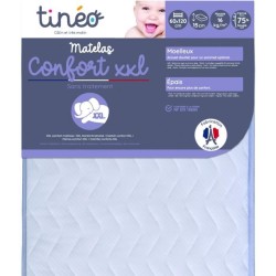 Matelas Bébé Confort XXL TINEO 60x120x15cm - Sans Traitement - Fabri