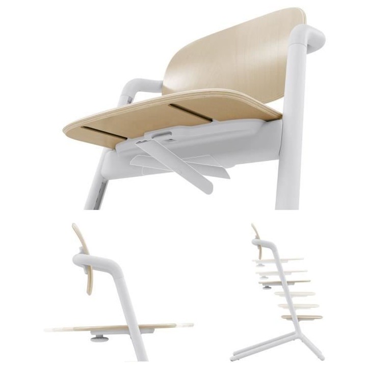 CYBEX - Chaise haute évolutive - Pack 3 en 1 - LEMO 2 - Blanc/ Bois - Réglable en hauteur et en profondeur - Set bébé inclus CYBEX - Chaise haute évolutive - Pack 3 en 1 - LEMO 2 - Blanc/ Bois - Réglable en hauteur et en profondeur - Set bébé inclus