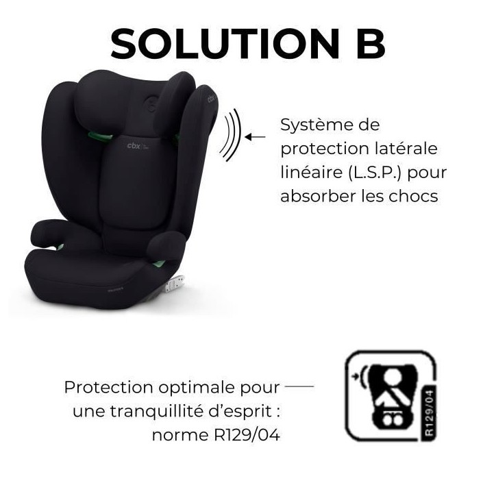 Siege auto CBX by CYBEX SOLUTION B I-FIX 3 a 12 ans - Groupe 2/3 - 100 a 150 cm Black