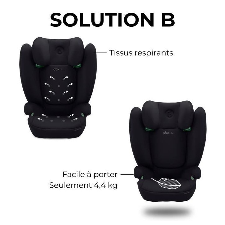 Siege auto CBX by CYBEX SOLUTION B I-FIX 3 a 12 ans - Groupe 2/3 - 100 a 150 cm Black