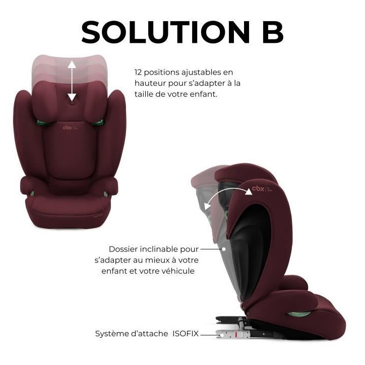 Siege auto CBX by CYBEX SOLUTION B I-FIX 3 a 12 ans - Groupe 2/3 - 100 a 150 cm Red | red Siege auto CBX by CYBEX SOLUTION B I-FIX 3 a 12 ans - Groupe 2/3 - 100 a 150 cm Red | red