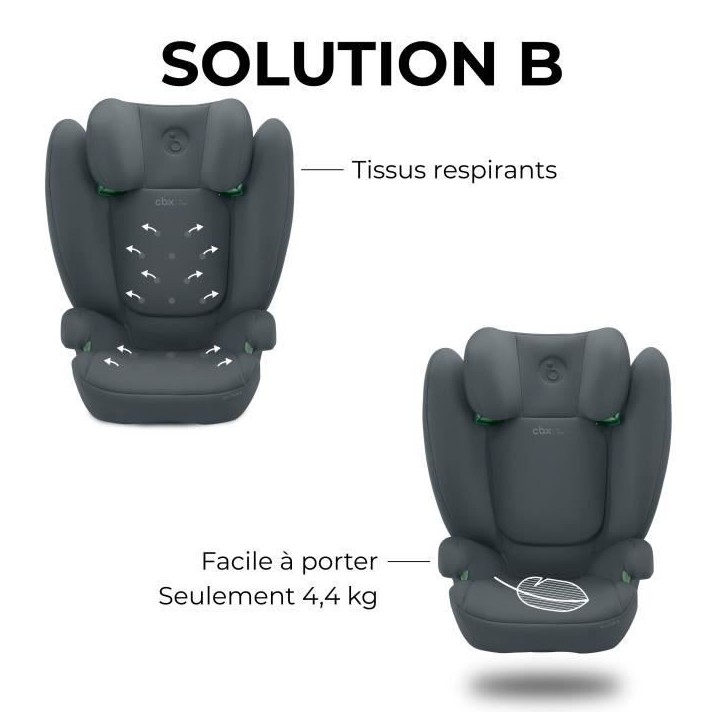 Siege auto CBX by CYBEX SOLUTION B I-FIX 3 a 12 ans - Groupe 2/3 - 100 a 150 cm Grey | grey