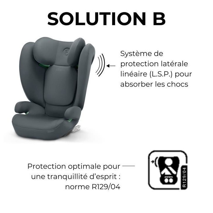 Siege auto CBX by CYBEX SOLUTION B I-FIX 3 a 12 ans - Groupe 2/3 - 100 a 150 cm Grey | grey