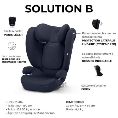 Siege auto CBX by CYBEX SOLUTION B I-FIX 3 a 12 ans - Groupe 2/3 - 100 a 150 cm Blue | blue