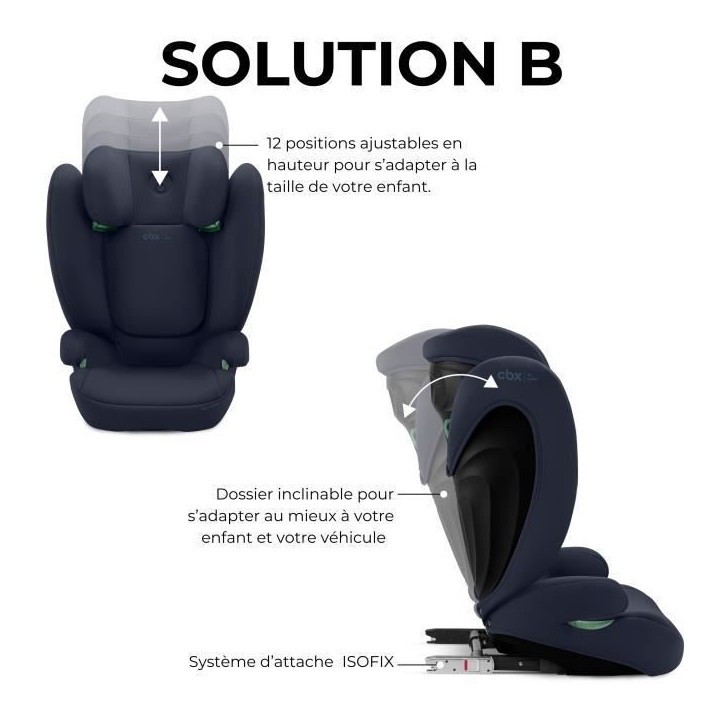Siege auto CBX by CYBEX SOLUTION B I-FIX 3 a 12 ans - Groupe 2/3 - 100 a 150 cm Blue | blue Siege auto CBX by CYBEX SOLUTION B I-FIX 3 a 12 ans - Groupe 2/3 - 100 a 150 cm Blue | blue