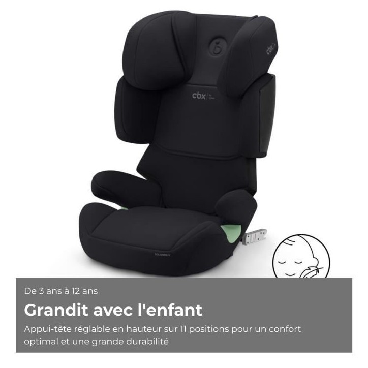 Siege auto CBX by CYBEX SOLUTION X I-FIX 3 a 12 ans - Groupe 2/3 - 100 a 150 cm Black | black