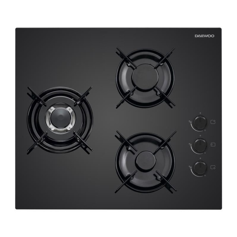 Plaque de cuisson a gaz - DAEWOO - 3 foyers - 60 cm - BH6GKR21BNL - No Plaque de cuisson a gaz - DAEWOO - 3 foyers - 60 cm - BH6GKR21BNL - No