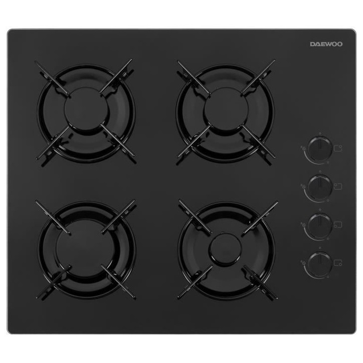 Plaque de cuisson a gaz - DAEWOO - 4 foyers - 60 cm - BH6GKR40BNL - Noir Plaque de cuisson a gaz - DAEWOO - 4 foyers - 60 cm - BH6GKR40BNL - Noir