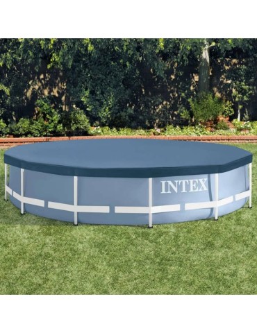 Bâche de protection pour piscine ronde Intex 28031 - Diametre 3,66m - Rabat 25cm - PVC - Bleu