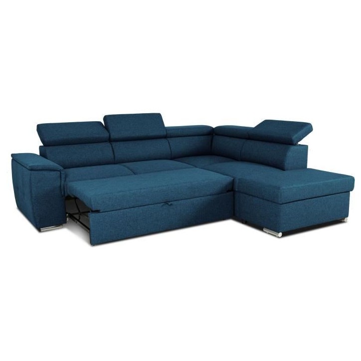 Canapé d'angle convertible réversible avec coffre - 5 places - DAYTONA - Tissu bleu - 260 x 94 x 216 cm Canapé d'angle convertible réversible avec coffre - 5 places - DAYTONA - Tissu bleu - 260 x 94 x 216 cm