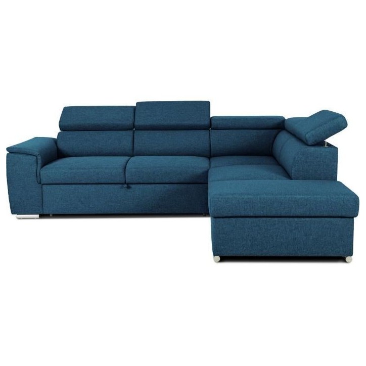 Canapé d'angle convertible réversible avec coffre - 5 places - DAYTONA - Tissu bleu - 260 x 94 x 216 cm Canapé d'angle convertible réversible avec coffre - 5 places - DAYTONA - Tissu bleu - 260 x 94 x 216 cm
