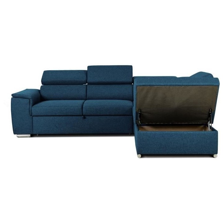 Canapé d'angle convertible réversible avec coffre - 5 places - DAYTONA - Tissu bleu - 260 x 94 x 216 cm Canapé d'angle convertible réversible avec coffre - 5 places - DAYTONA - Tissu bleu - 260 x 94 x 216 cm