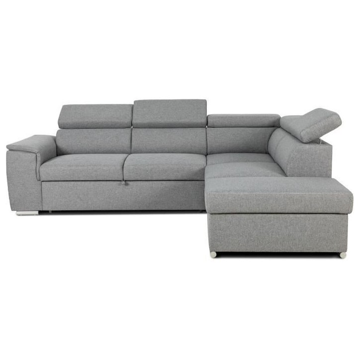 Canapé d'angle convertible réversible avec coffre - 5 places - DAYTONA - Tissu gris - 260 x 77 / 94 x 216 cm Canapé d'angle convertible réversible avec coffre - 5 places - DAYTONA - Tissu gris - 260 x 77 / 94 x 216 cm