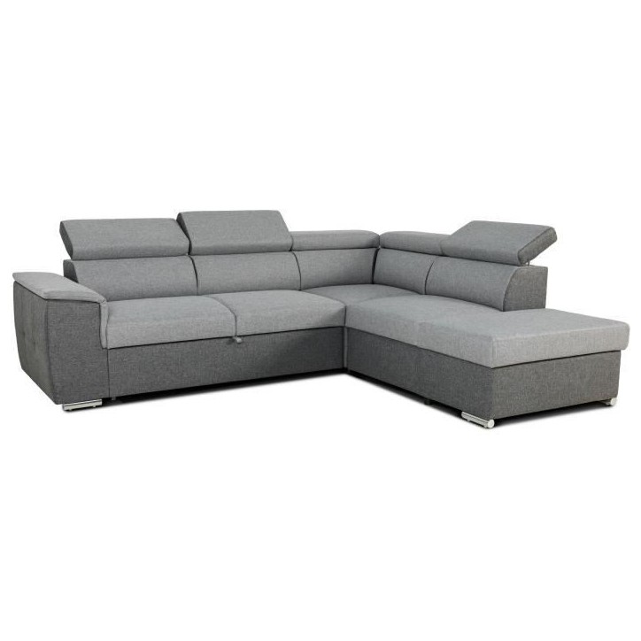 Canapé d'angle convertible réversible avec coffre - 5 places - DAYTONA - Tissu gris et anthracite - 260 x 77 / 94 x 216 cm Canapé d'angle convertible réversible avec coffre - 5 places - DAYTONA - Tissu gris et anthracite - 260 x 77 / 94 x 216 cm