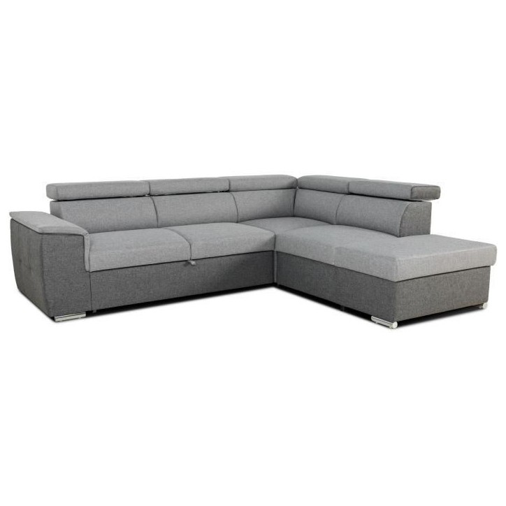 Canapé d'angle convertible réversible avec coffre - 5 places - DAYTONA - Tissu gris et anthracite - 260 x 77 / 94 x 216 cm Canapé d'angle convertible réversible avec coffre - 5 places - DAYTONA - Tissu gris et anthracite - 260 x 77 / 94 x 216 cm