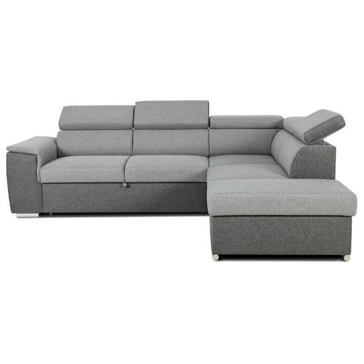 Canapé d'angle convertible réversible avec coffre - 5 places - DAYTONA - Tissu gris et anthracite - 260 x 77 / 94 x 216 cm Canapé d'angle convertible réversible avec coffre - 5 places - DAYTONA - Tissu gris et anthracite - 260 x 77 / 94 x 216 cm