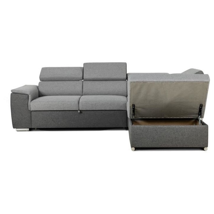 Canapé d'angle convertible réversible avec coffre - 5 places - DAYTONA - Tissu gris et anthracite - 260 x 77 / 94 x 216 cm Canapé d'angle convertible réversible avec coffre - 5 places - DAYTONA - Tissu gris et anthracite - 260 x 77 / 94 x 216 cm