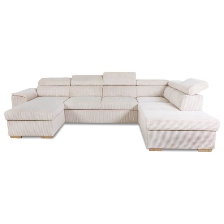 Canapé d'angle convertible panoramique 5 a 6 places DAYTONA - Tissu Lincoln pearl - Avec coffre - L 326 x H 94 x P 216 cm Canapé d'angle convertible panoramique 5 a 6 places DAYTONA - Tissu Lincoln pearl - Avec coffre - L 326 x H 94 x P 216 cm
