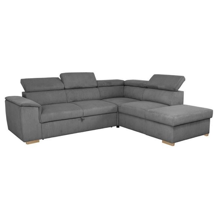 Canapé d'angle convertible réversible - 5 places - DAYTONA - Tissu Lincoln Anthracite - Coffre - 260 x 216 x 94 cm Canapé d'angle convertible réversible - 5 places - DAYTONA - Tissu Lincoln Anthracite - Coffre - 260 x 216 x 94 cm