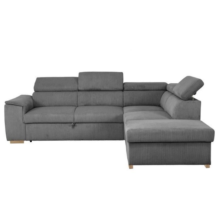 Canapé d'angle convertible réversible - 5 places - DAYTONA - Tissu Lincoln Anthracite - Coffre - 260 x 216 x 94 cm Canapé d'angle convertible réversible - 5 places - DAYTONA - Tissu Lincoln Anthracite - Coffre - 260 x 216 x 94 cm