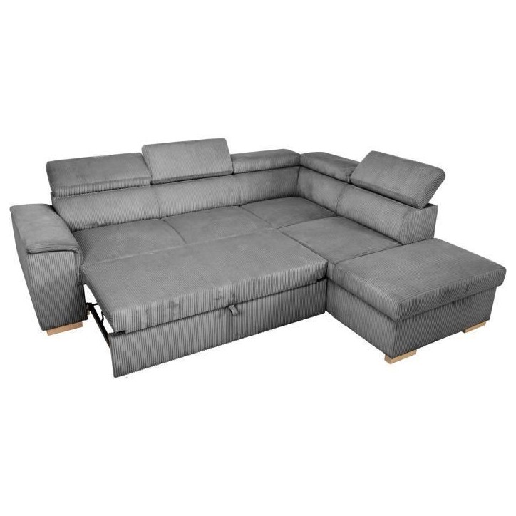 Canapé d'angle convertible réversible - 5 places - DAYTONA - Tissu Lincoln Anthracite - Coffre - 260 x 216 x 94 cm Canapé d'angle convertible réversible - 5 places - DAYTONA - Tissu Lincoln Anthracite - Coffre - 260 x 216 x 94 cm