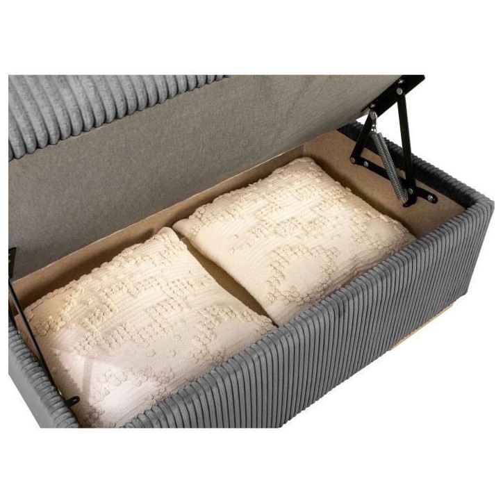 Canapé d'angle convertible réversible - 5 places - DAYTONA - Tissu Lincoln Anthracite - Coffre - 260 x 216 x 94 cm Canapé d'angle convertible réversible - 5 places - DAYTONA - Tissu Lincoln Anthracite - Coffre - 260 x 216 x 94 cm