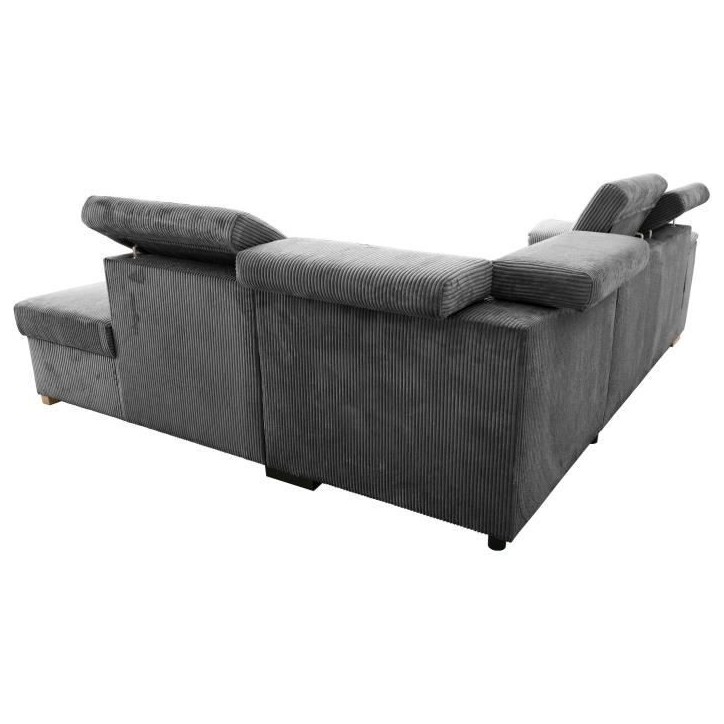 Canapé d'angle convertible réversible - 5 places - DAYTONA - Tissu Lincoln Anthracite - Coffre - 260 x 216 x 94 cm Canapé d'angle convertible réversible - 5 places - DAYTONA - Tissu Lincoln Anthracite - Coffre - 260 x 216 x 94 cm