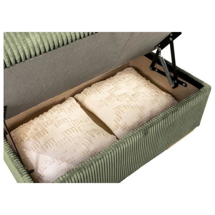 Canapé d'angle convertible réversible - 5 places - DAYTONA - Velours Kaki - Coffre de rangement - L260 x H94 x P216 cm Canapé d'angle convertible réversible - 5 places - DAYTONA - Velours Kaki - Coffre de rangement - L260 x H94 x P216 cm