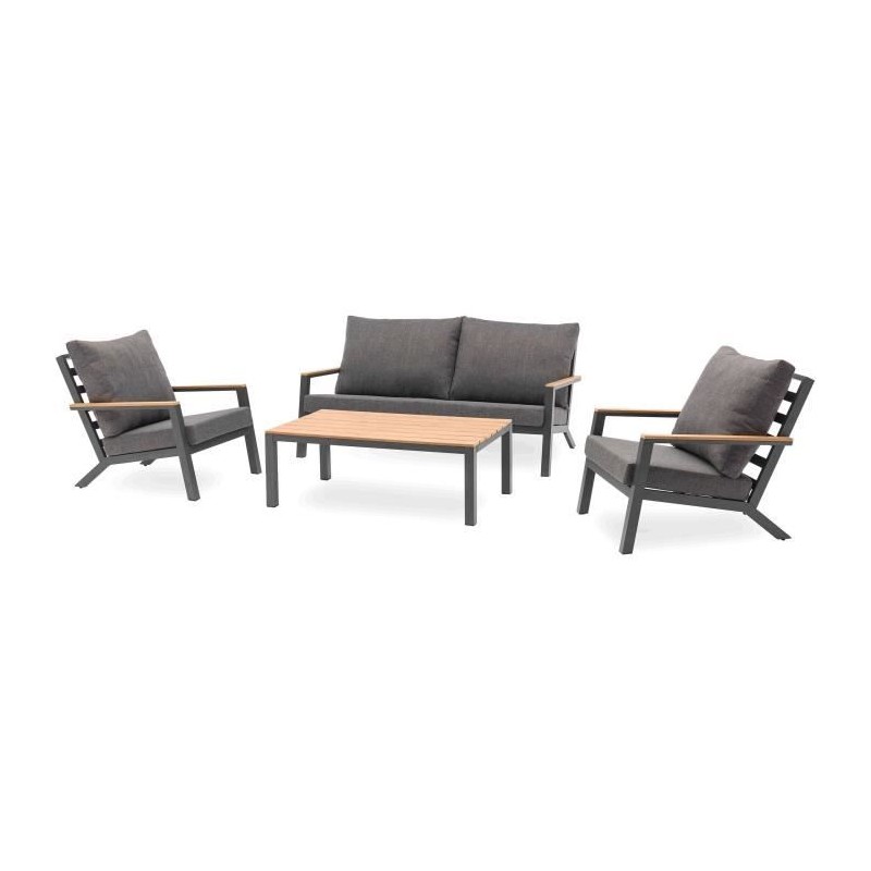 Salon bas de jardin - Aluminium - DCB GARDEN - 5 places - Gris anthrac Salon bas de jardin - Aluminium - DCB GARDEN - 5 places - Gris anthrac