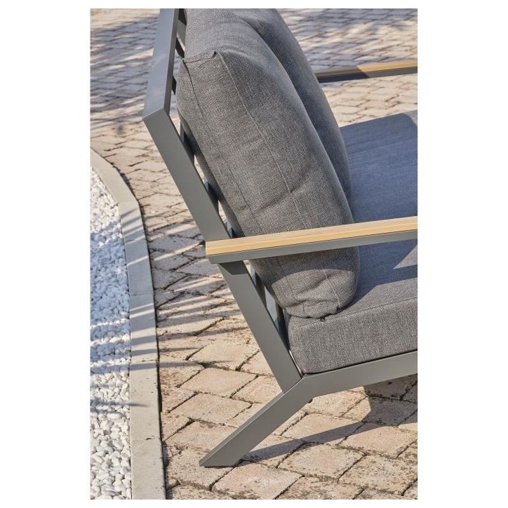 Salon bas de jardin - Aluminium - DCB GARDEN - 5 places - Gris anthracite et polywood - KOMMOS Salon bas de jardin - Aluminium - DCB GARDEN - 5 places - Gris anthracite et polywood - KOMMOS
