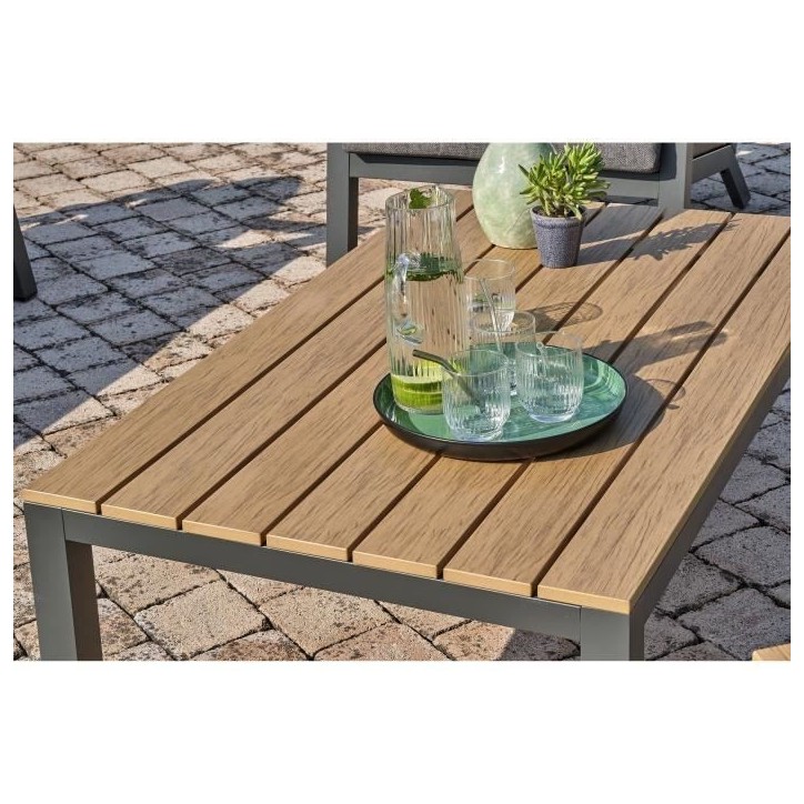 Salon bas de jardin - Aluminium - DCB GARDEN - 5 places - Gris anthracite et polywood - KOMMOS Salon bas de jardin - Aluminium - DCB GARDEN - 5 places - Gris anthracite et polywood - KOMMOS