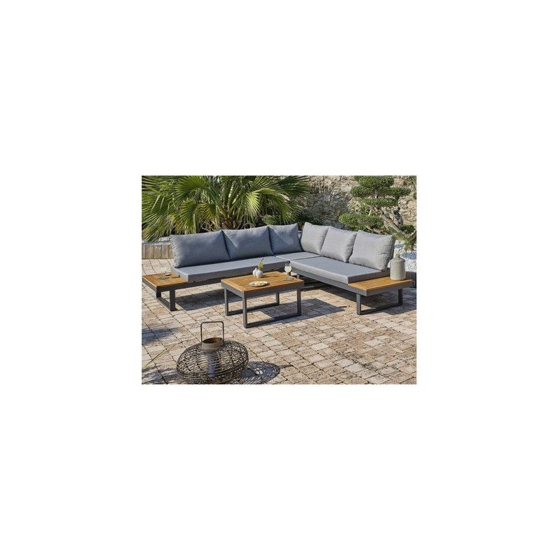 Salon bas de jardin - Aluminium - DCB GARDEN - 5 places - Gris anthrac Salon bas de jardin - Aluminium - DCB GARDEN - 5 places - Gris anthrac