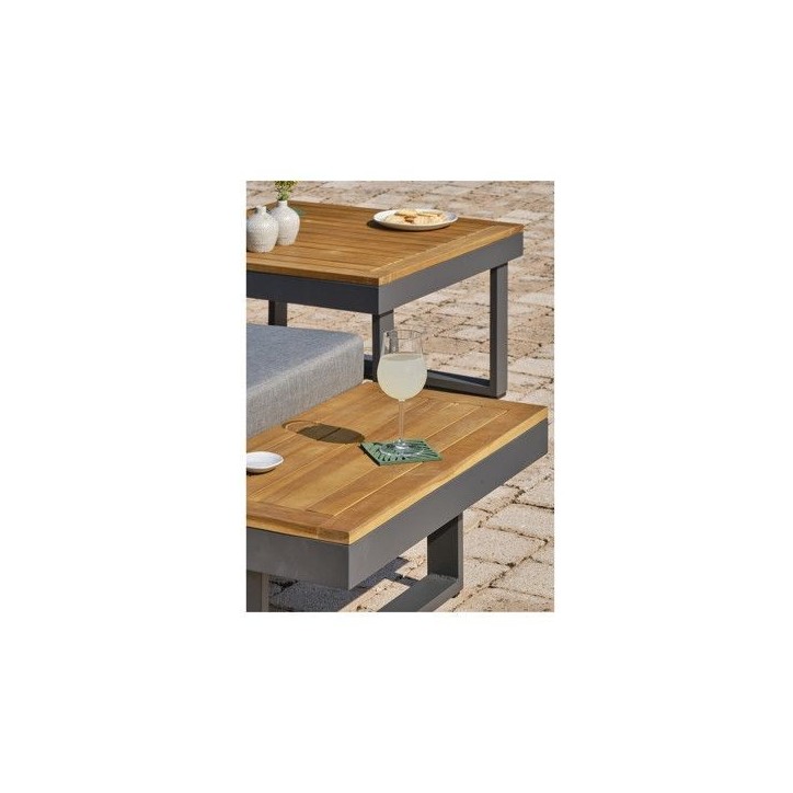 Salon bas de jardin - Aluminium - DCB GARDEN - 5 places - Gris anthracite et bois d'acacia - MIYAKO Salon bas de jardin - Aluminium - DCB GARDEN - 5 places - Gris anthracite et bois d'acacia - MIYAKO