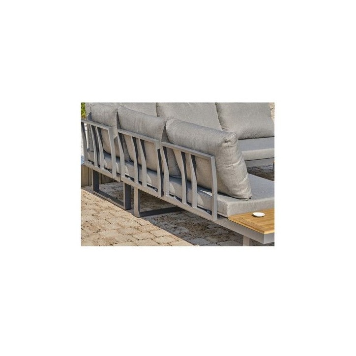 Salon bas de jardin - Aluminium - DCB GARDEN - 5 places - Gris anthracite et bois d'acacia - MIYAKO Salon bas de jardin - Aluminium - DCB GARDEN - 5 places - Gris anthracite et bois d'acacia - MIYAKO
