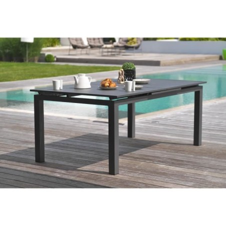 Table de jardin rectangulaire extensible - Gris anthracite - Aluminium - 10 personnes - 180/240 x 100 cm - MIAMI - DCB GARDEN