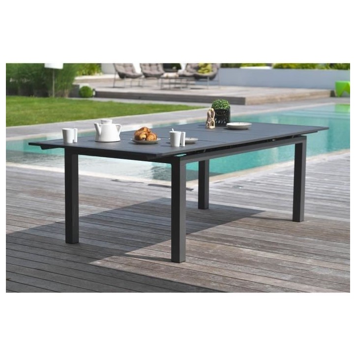 Table de jardin rectangulaire extensible - Gris anthracite - Aluminium - 10 personnes - 180/240 x 100 cm - MIAMI - DCB GARDEN Table de jardin rectangulaire extensible - Gris anthracite - Aluminium - 10 personnes - 180/240 x 100 cm - MIAMI - DCB GARDEN