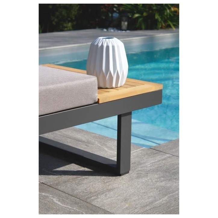 Salon de jardin modulable - Aluminium - DCB GARDEN - 4 places - TOKYO - Gris anthracite et bois d'acacia Salon de jardin modulable - Aluminium - DCB GARDEN - 4 places - TOKYO - Gris anthracite et bois d'acacia