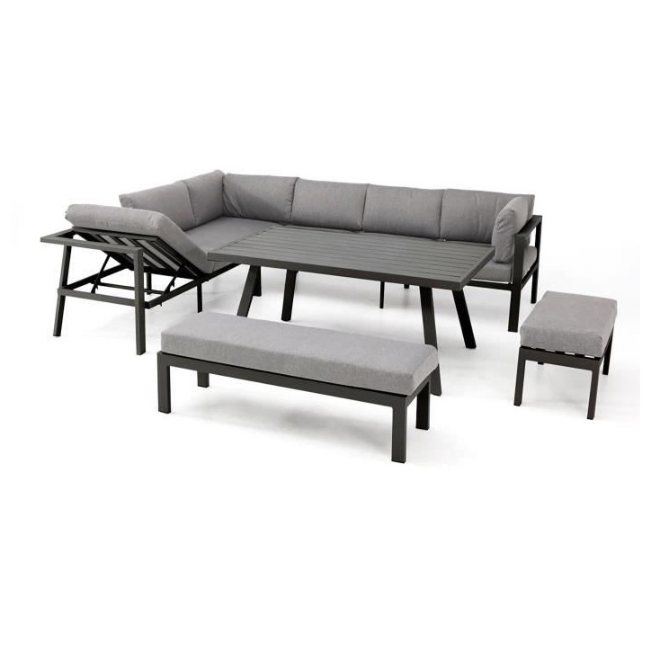 Ensemble repas de jardin ANTALYA 9 places en aluminium - GRIS ANTHRACITE
