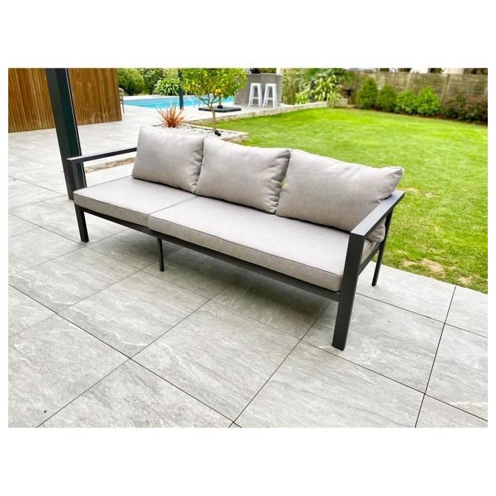 Ensemble repas de jardin ANTALYA 9 places en aluminium - GRIS ANTHRACITE