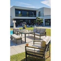 Salon de jardin - Gris Anthracite - Aluminium - 6 places - CAYENNE - D