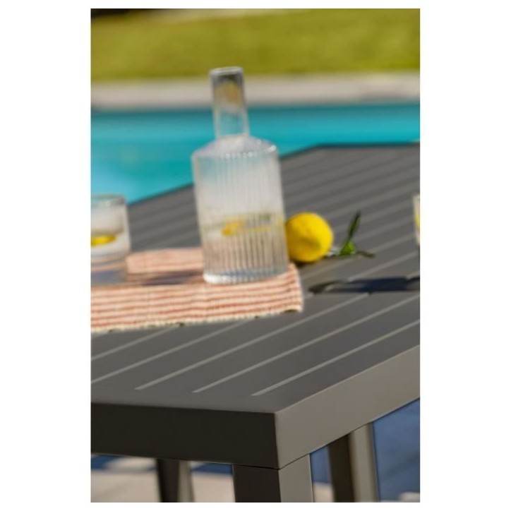 Salon de jardin - Gris Anthracite - Aluminium - 6 places - CAYENNE - DCB GARDEN