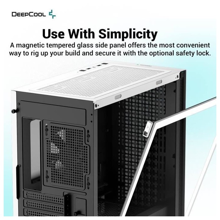 Boitier PC sans alimentation - DEEPCOOL CH370 (Blanc) - Mini tour - Format Micro-ATX