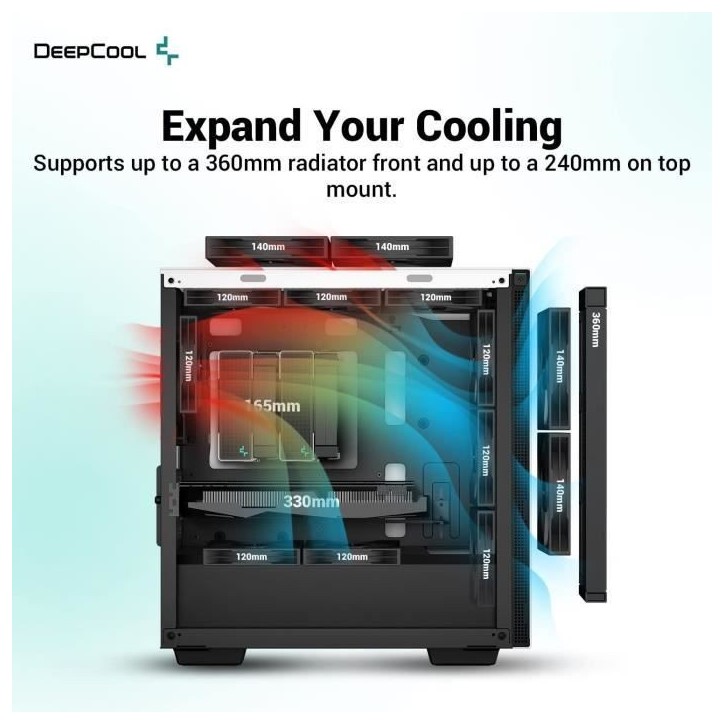 Boitier PC sans alimentation - DEEPCOOL CH370 (Blanc) - Mini tour - Format Micro-ATX