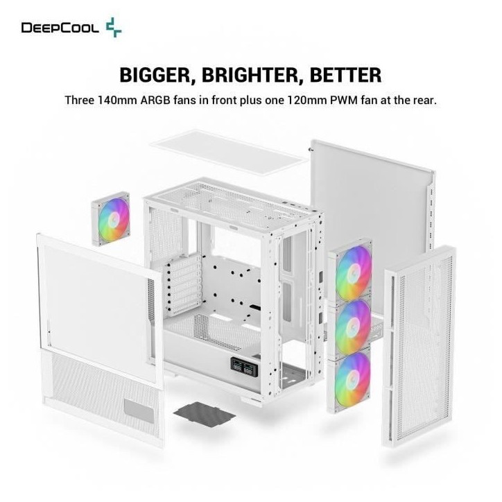 Boitier PC sans alimentation - DEEPCOOL CH560 DIGITAL (Blanc) - Moyen tour - Format E-ATX